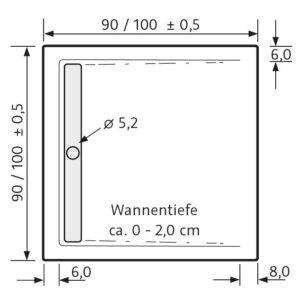 HSK Acryl Duschwanne mit integrierter Ablaufrinne superflach (Quadrat)