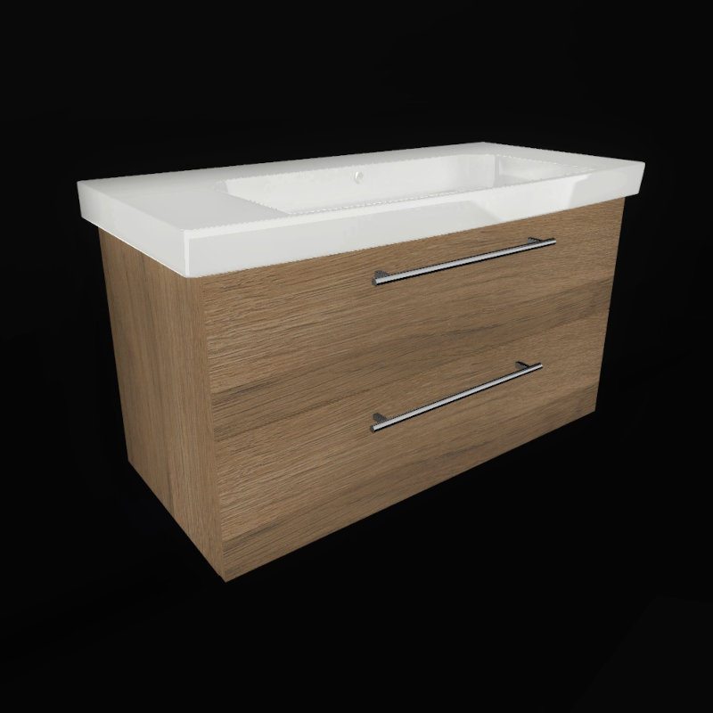 Badmöbel, Badanlage, Badezimmer, Waschbecken, Spiegel, Unterschrank, Schublade, Stauraum, Modern, Mindertief, Platzsparend, Elegant, Komplett-Set, Badezimmer, Keramik, Hochwertig